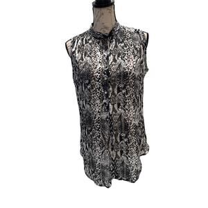Karen Kane Women's Sleeveless Snake Print button up sheer blouse top size S